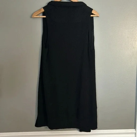 Eileen Fisher Black Wool Open Sweater Vest, XS, Draped Front - Picture 5 of 6